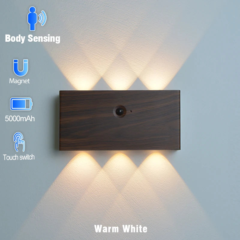 lampe murale led moderne rechargeable noir blanc bois 5000mAh interrupteur tactile chambre cuisine