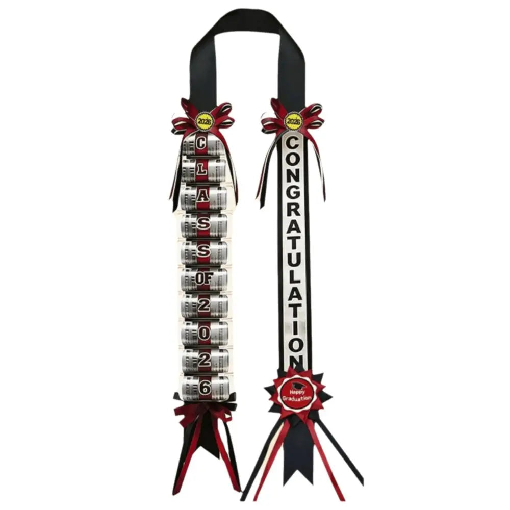 rubans graduation class of 2026 décoration voiture broches festives opaques rouges verts or