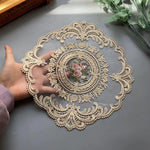 serviettes table broderie florale dentelle beige clair classique vintage 30cm 30cm écologique élastique