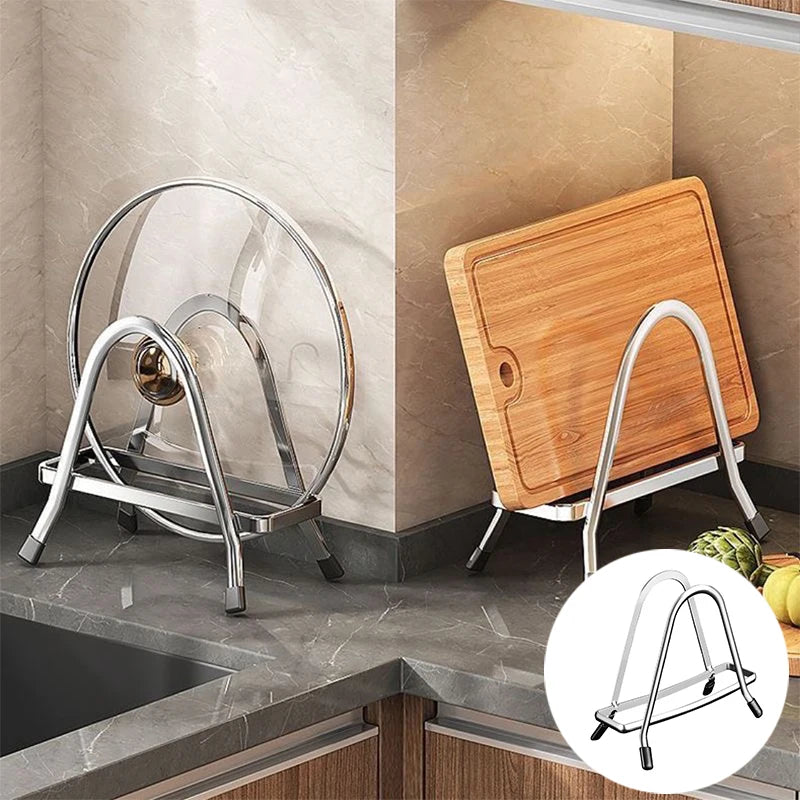 support cuisine acier inoxydable moderne planches découpe couvercle pieds caoutchouc transparent minimaliste