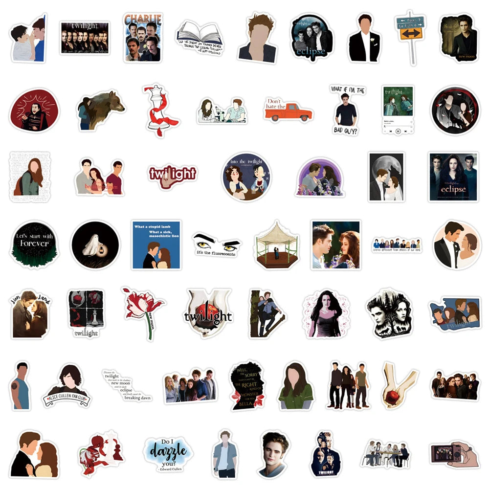 sticker cartoon personnages scènes textes vampires edward twilight opaques adhésifs collection diverses