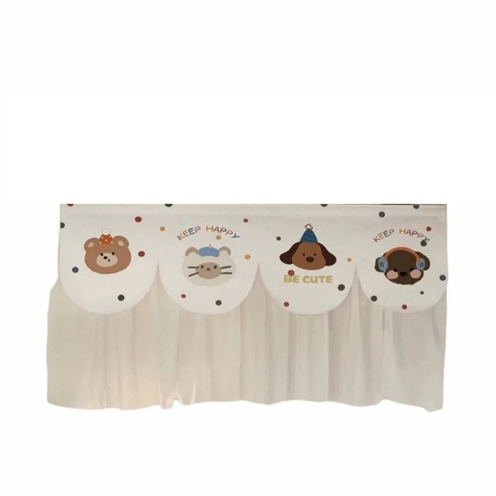 rideau fenêtre blanc motif animaux cute happy velcro polyester moderne enfantin translucide