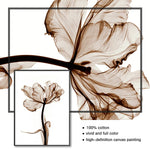 tableau toile art fleurs abstraites moderne cadre doré décoration murale salon beige blanc