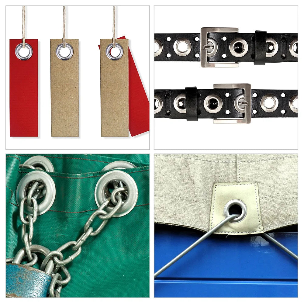 kit grommets argentés outils perforation boîte rangement textiles pratique utilitaire