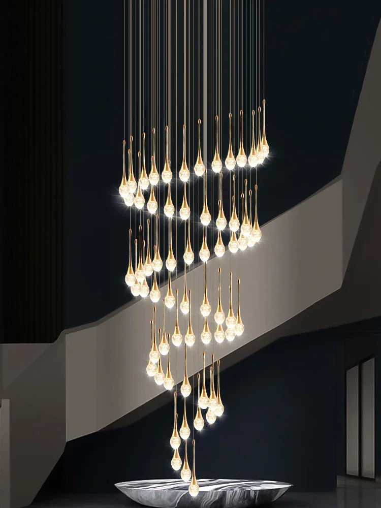 suspension lumineuse or contemporaine 15 lumières transparentes bulles 50cm 250cm
