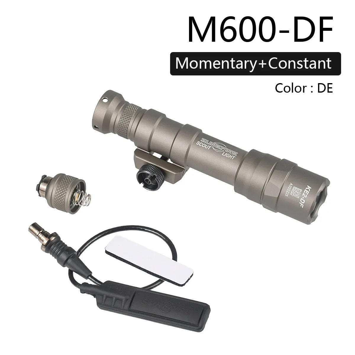 lampe torche tactique led noir texturée clip picatinny rechargeable chasse airsoft moderne
