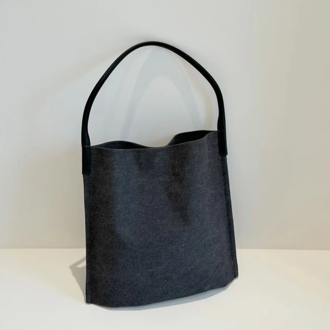 sac main femme toile douce minimaliste décontracté polyvalent beige clair quatre saisons fixations inclusion