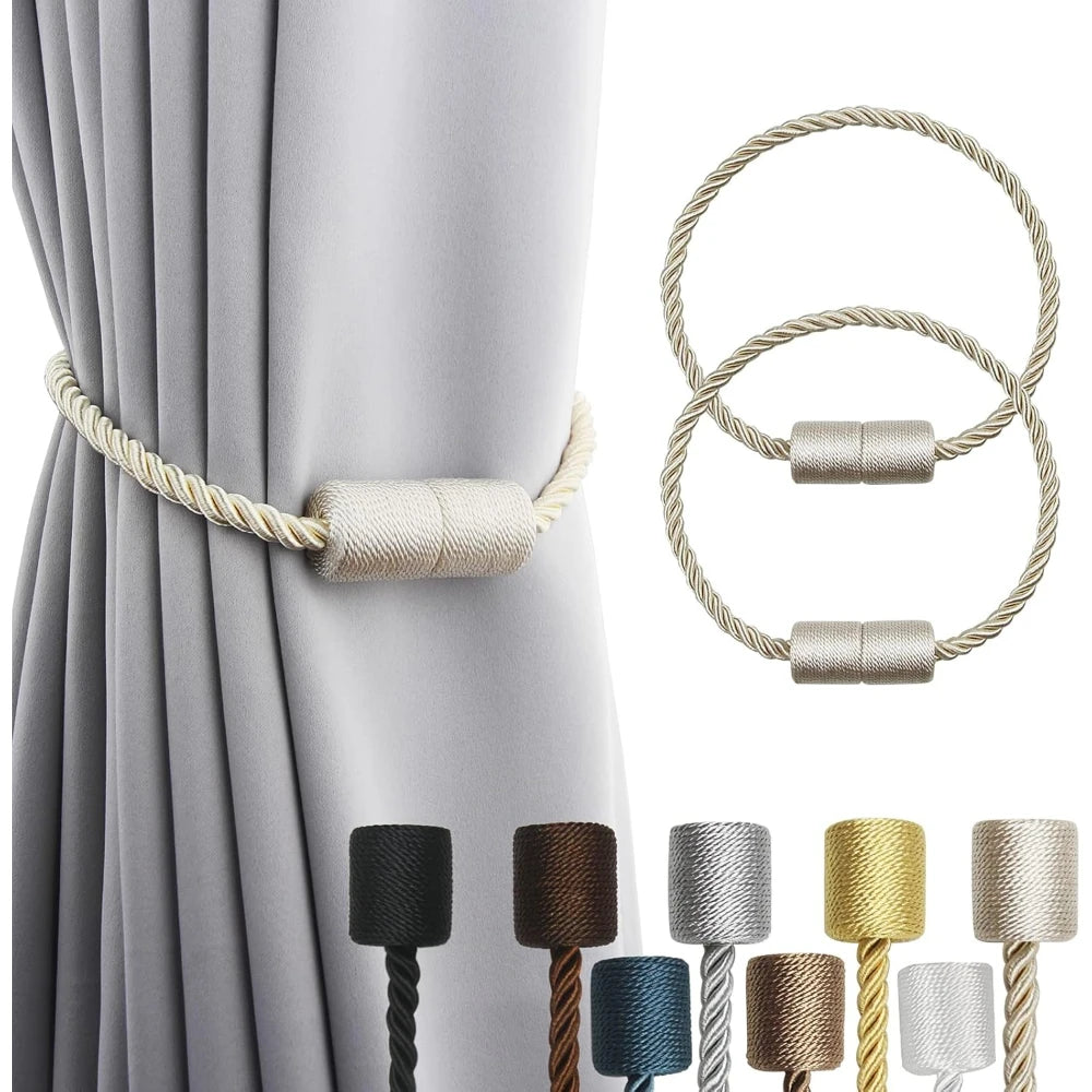 boucles rideau moderne vis fixations tissu cheveux synthétiques beige noir or gris minimaliste 2pcs