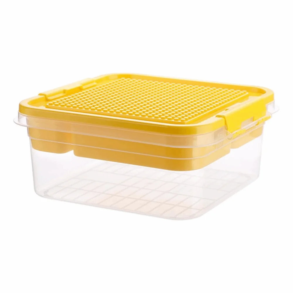 boîtes rangement jouets plastique rouge bleu jaune vert modernes compartiments internes couvercle pratique