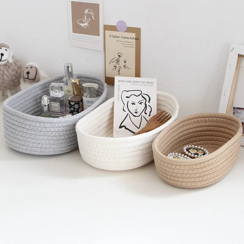 paniers rangement rotin tressé blanc gris brun modernes rustiques réutilisables respectueux environnement multifonctionnels.storage