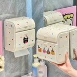 rangement mural moderne porte papier toilette blanc cassé points colorés fixation sans perçage mignon