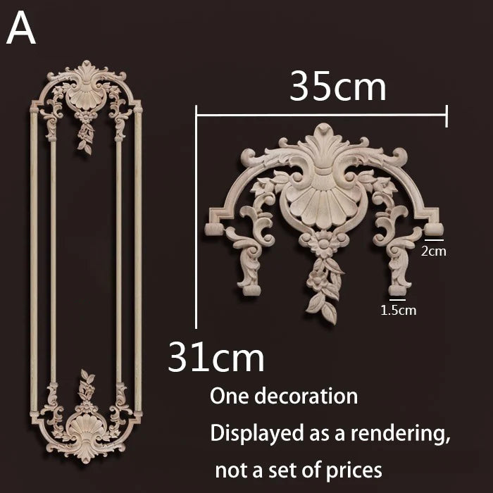 ornement mural bois blanc sculpture baroque fleurs motif classique décoration maison ancien décor