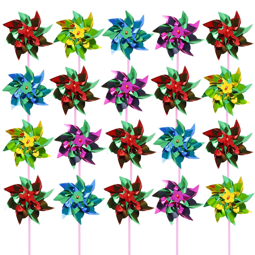 pinwheels multicolores effet métallique bâtons rose jouet enfant décoratif extérieur set 50 pièces