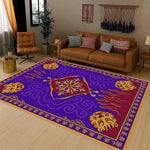 tapis violet bordeaux beige doux motifs floraux animaux moderne salon chambre
