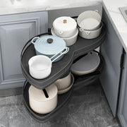 rangement cuisine tournant angle moderne gris clair pots cuisson plateaux