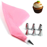 ensemble pâtisserie embouts coniques sacs pâte rose bleu grattoirs brosses nettoyage outils boulangerie