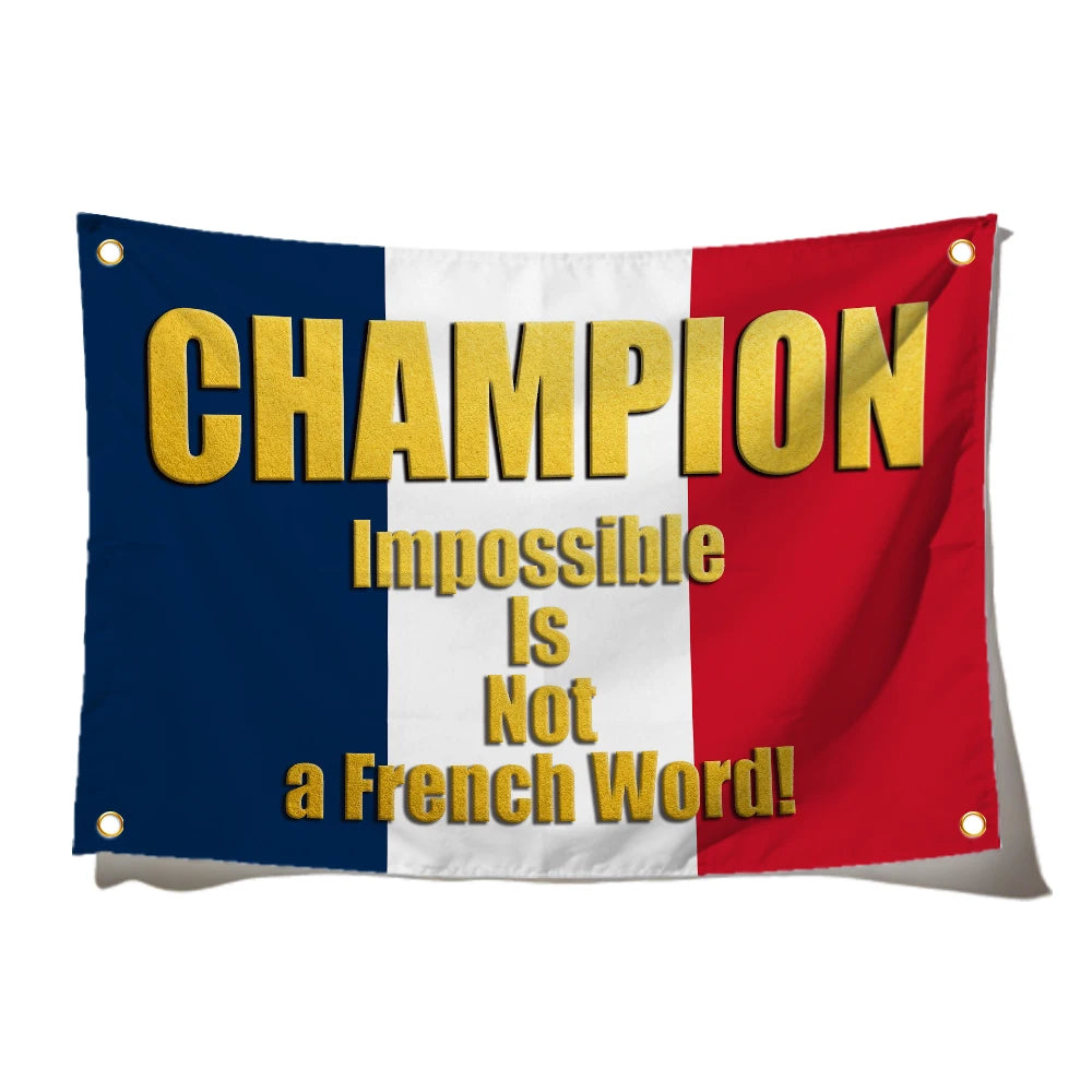 Bannière sportive drapeau national rouge bleu blanc Champion polyester grande taille