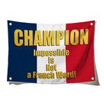 Bannière sportive drapeau national rouge bleu blanc Champion polyester grande taille