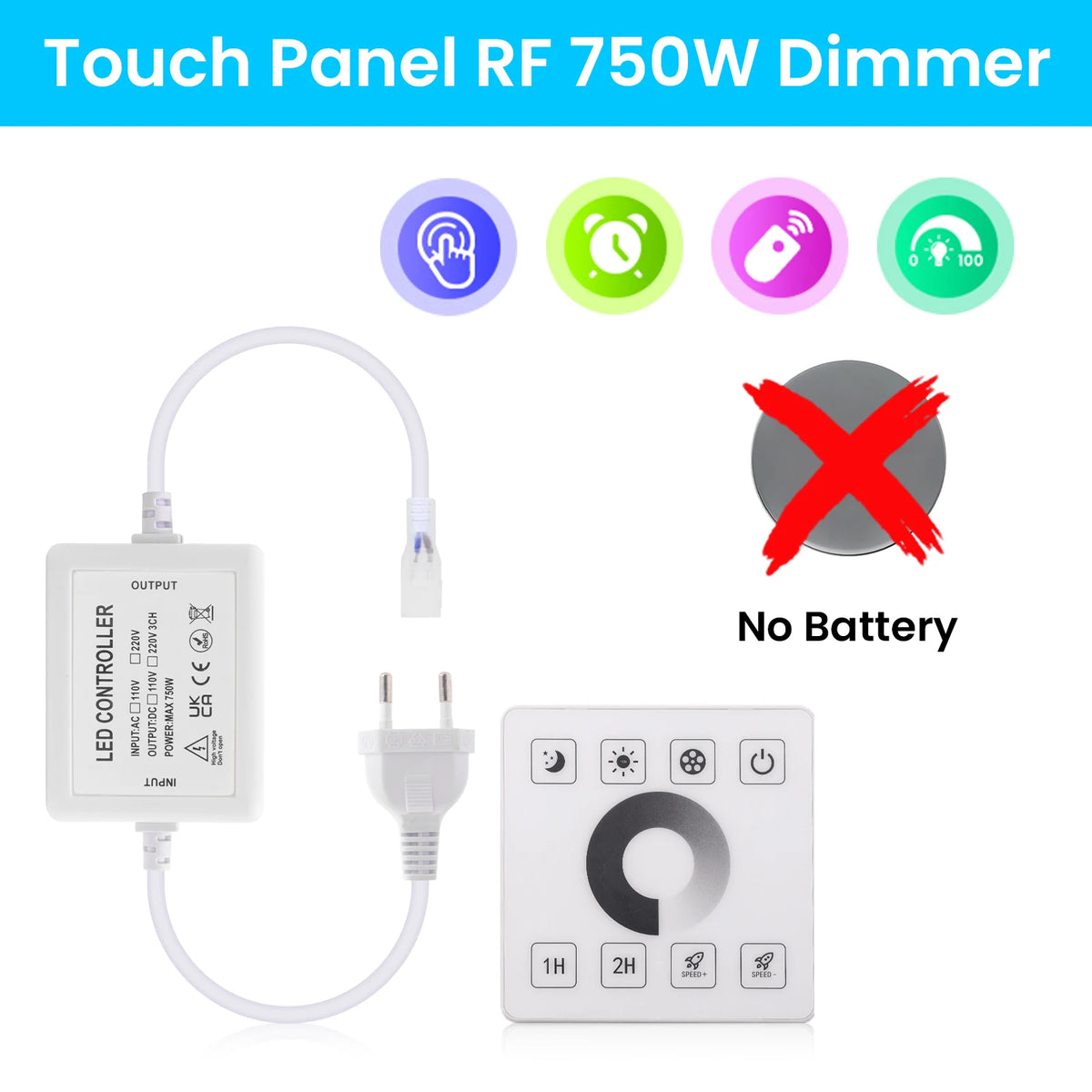 contrôleur led wifi bluetooth rf télécommande prise électrique moderne certifié ul cqc cem fcc