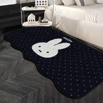 tapis kawaii miffy bleu blanc points visage lapin moderne 40x120cm 50x120cm absorbant eau resistant