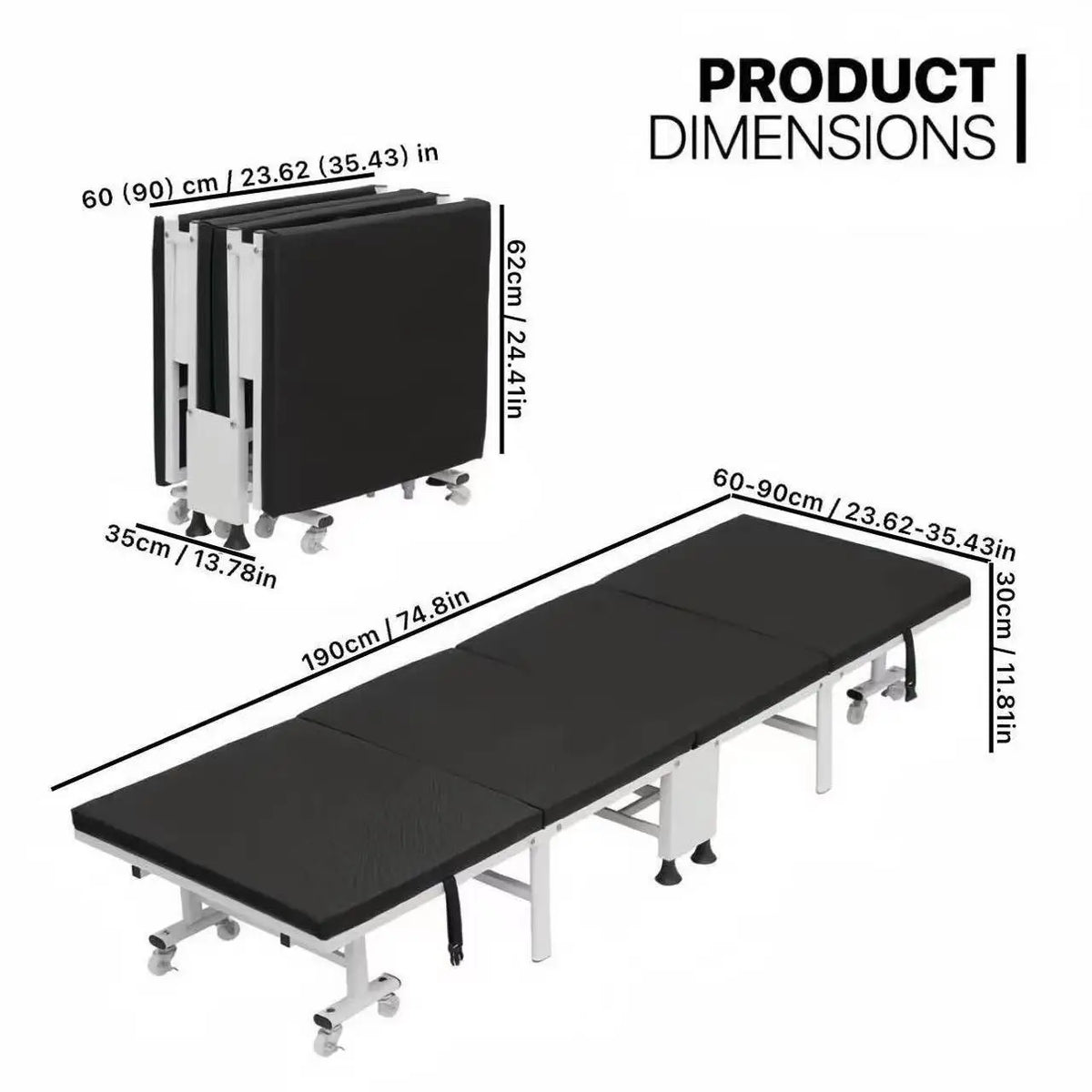 lit pliant multifonction moderne acier texturé noir blancversible sofa chambre coucher