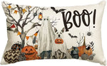 housses d'oreiller fantômes imprimées décoration halloween noires blanches adhésives maison hospitalières