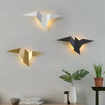 appliques murales oiseau blanc or noir origami contemporain minimaliste led chambre cuisine salle manger