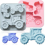 moules gâteau silicone tracteurs rose bleu modernes facilement nettoyables sans odeur déformable respectueux environnementOpaque
