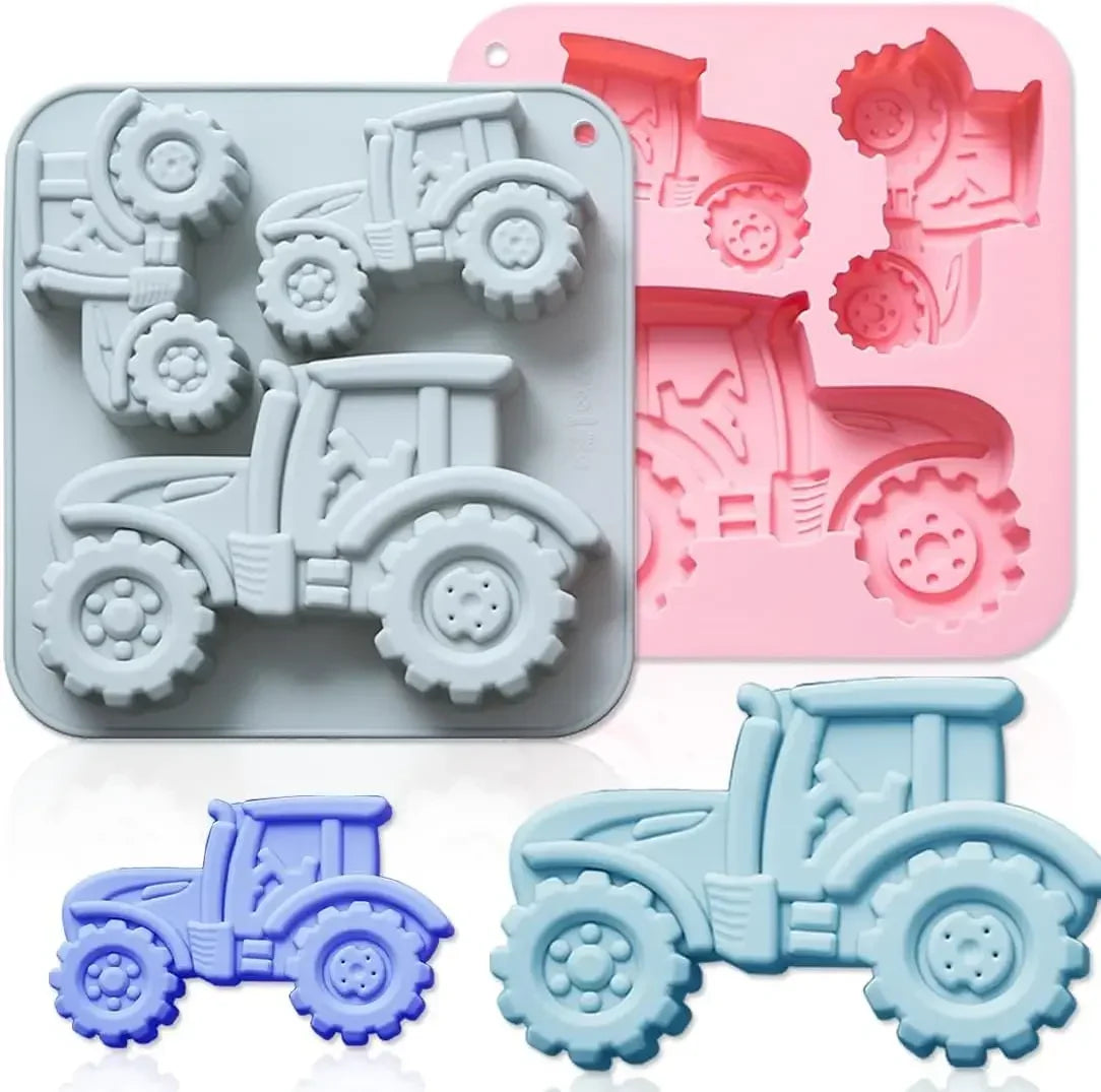 moules gâteau silicone tracteurs rose bleu modernes facilement nettoyables sans odeur déformable respectueux environnementOpaque
