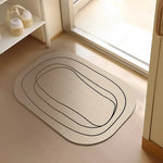 tapis bain absorbant rapide sèche facile non glissant moderne beige lignes noires minimaliste