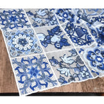 écharpe ethnique patchwork floral géométrique bleu gris blanc opaque traditionnelle française