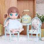 meubles miniatures résine chaises table or blanc floral rococo louis xv vintage figurinesDecorationMiniMaison