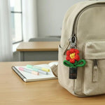 porte clés fleur tridimensionnelle couleurs vives boucle métallique créatif artisanal transparent opaque