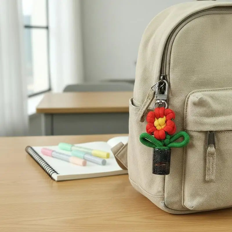 porte clés fleur tridimensionnelle couleurs vives boucle métallique créatif artisanal transparent opaque