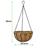 panier suspendu marron clair coquille noix coco cadre fer noir classique rustique crochets métalliques