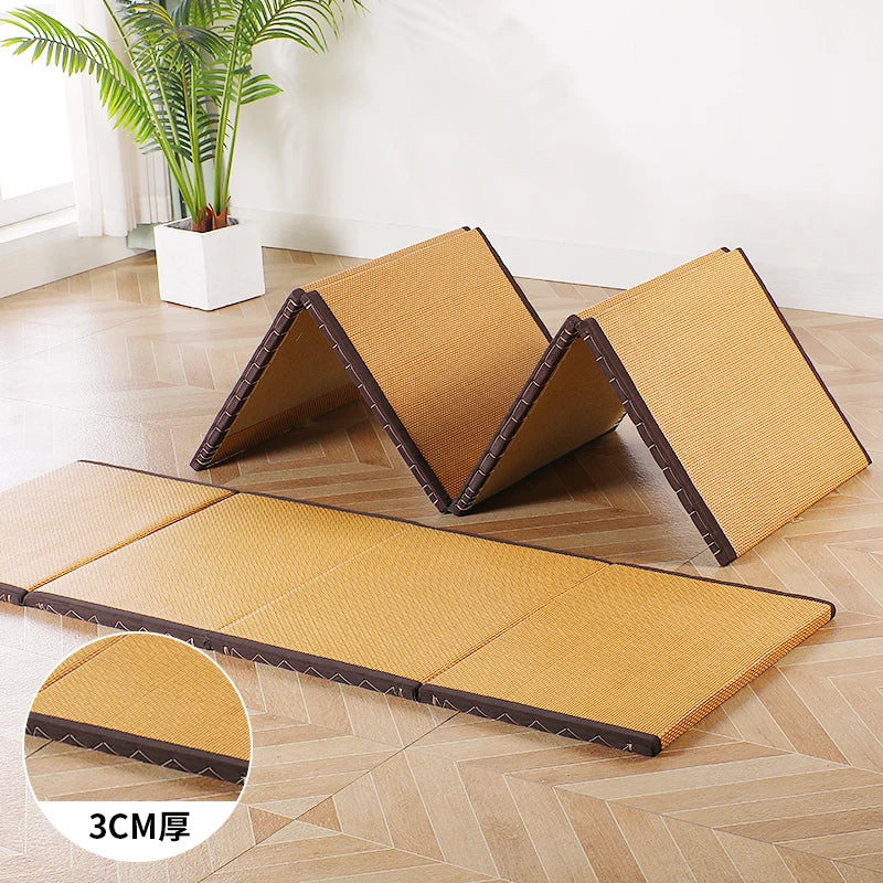 tapis pliable fibre noix coco beige moderne texture paille minimaliste respirant polyvalent support sieste
