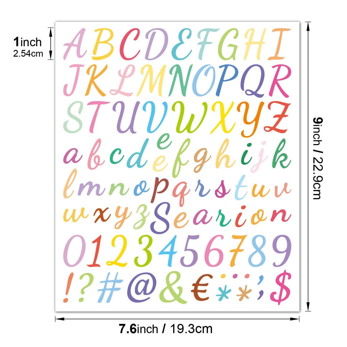 autocollants alphabet coloré moderne adhésif lettres chiffres symboles enfants transparents