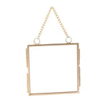 cadre photo or vintage verre transparent chaîne suspendu 60x60mm 80x80mm flocons naturels