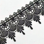 dentelle florale ornements géométriques noir broderie fine 65mm polyester mariage décoration tissu