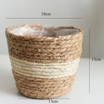 panier pliable osier tissé motifs réguliers poignées cuir naturel rustique jardin