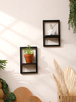 Étagère flottante carrée noire déco bohème