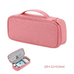 sac rangement accessoires tissu gris clair pratique ecouteurs cable usb chargeur voyage