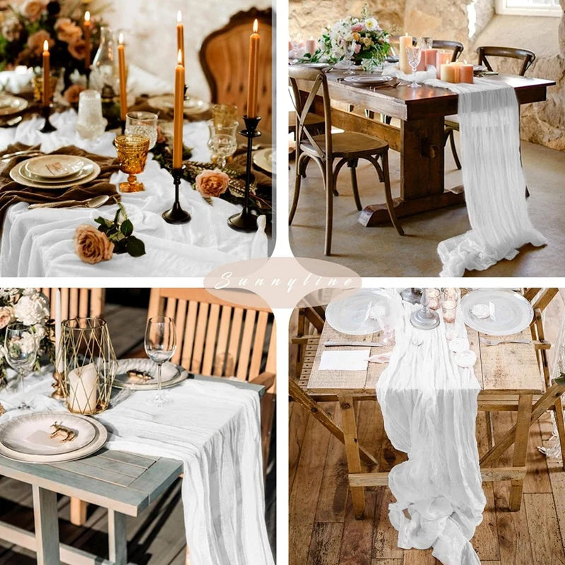 nappes longues décoratives plissées couleurs lilas rose beige semi transparentes romantique table runners