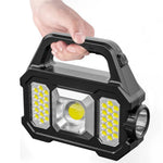lampe poche rechargeable solaire modes éclairage poignée multifonctionnelle moderne noire led abs