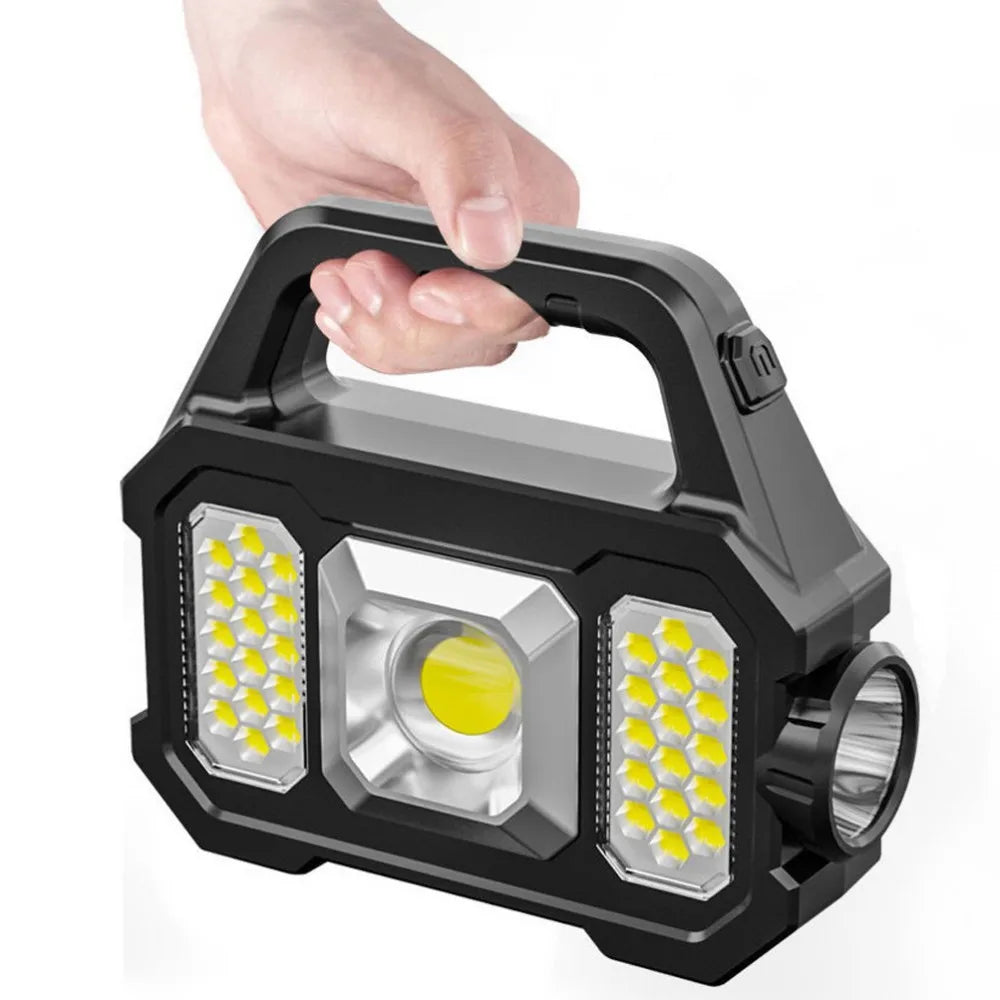 lampe poche rechargeable solaire modes éclairage poignée multifonctionnelle moderne noire led abs