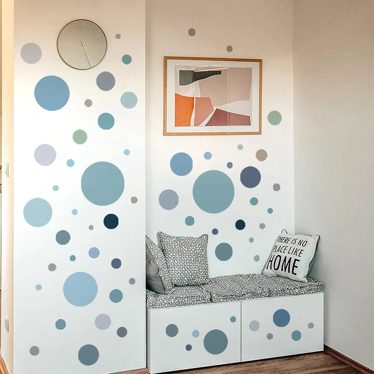 sticker mural vinyle pois enfant décoration chambre bébé adhésif épais waterproof moderne bleu gris