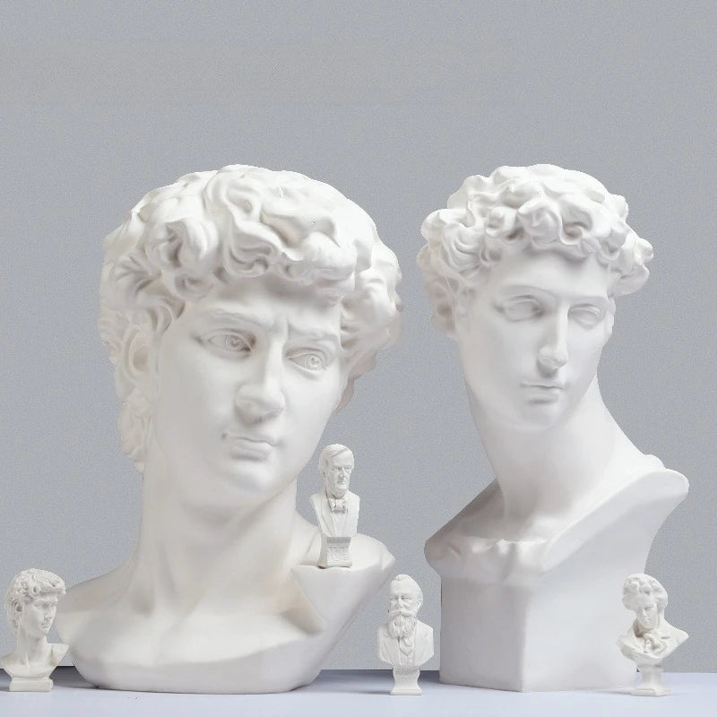 statue buste david sculpture classique blanche béton décoration objet d'art intérieur