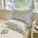 taies d'oreiller coton fleur vintage rose bleu beige romantique 48x74cm