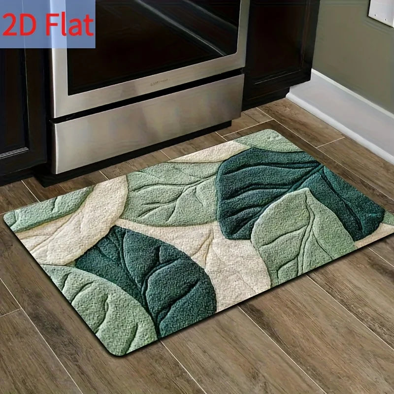 tapis vert feuilles moderne imperméable résistant antibactéries polyester doux salon chambre