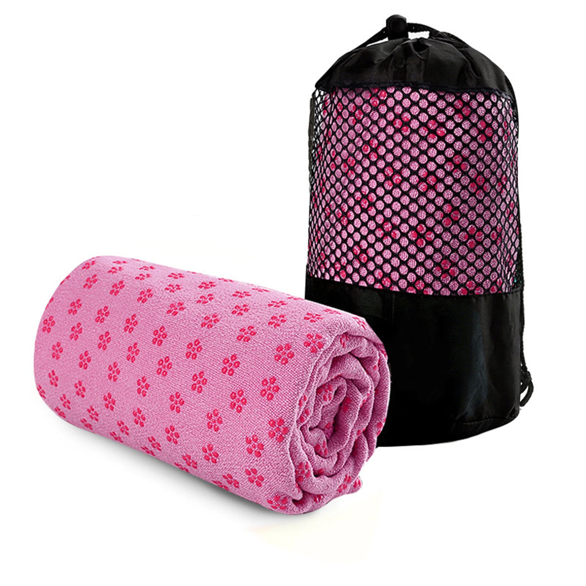 tapis yoga violet imprimé floral absorbant anti dérapant sac rangement moderne